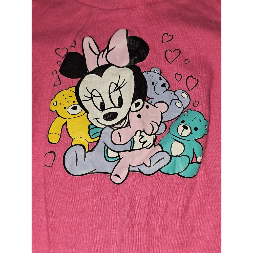 Rare Vintage Disney Baby Minnie Mouse Long Sleeve Bodysuit Pink Made USA Dundee - Picture 2 of 8